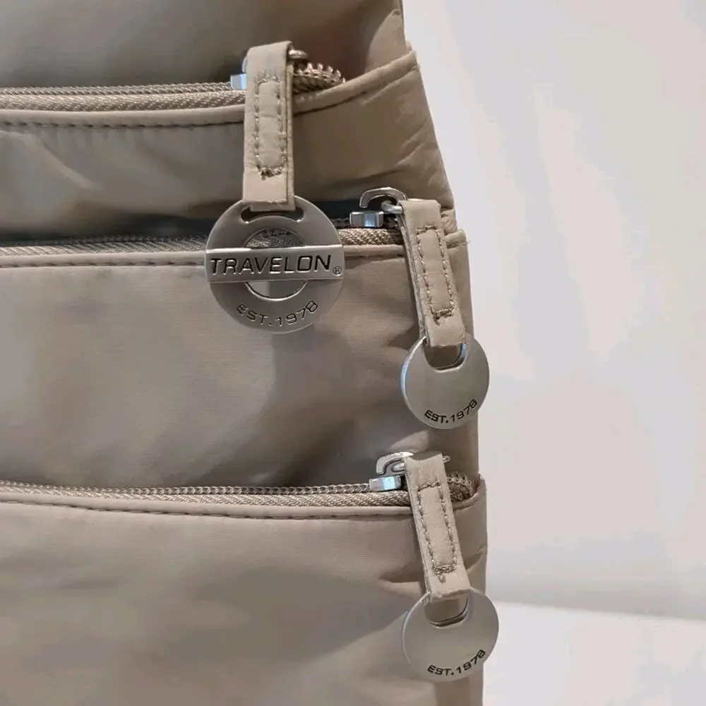 Travelon Crossbody Shoulder Bag Beige Anti-Theft Safe Travel Bag
